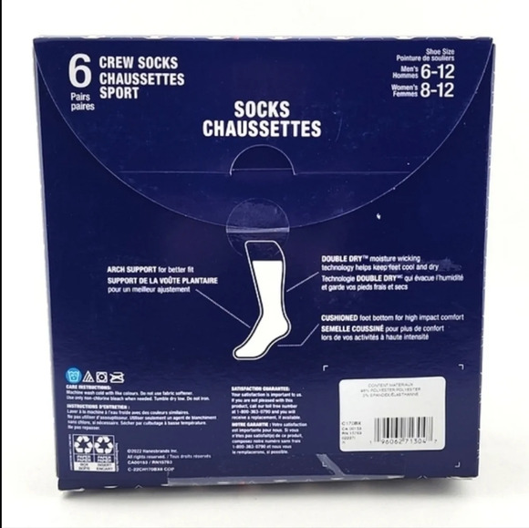 Champion Unisex 6 Pairs Sports Crew Socks Black Double Dry  Arch Support Cushion - Picture 2 of 8